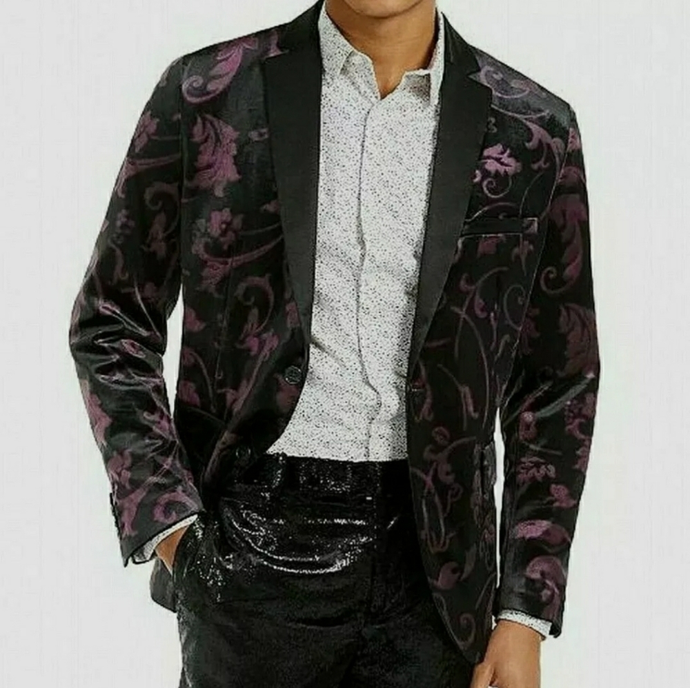 Velvet two-button slim fit notchet